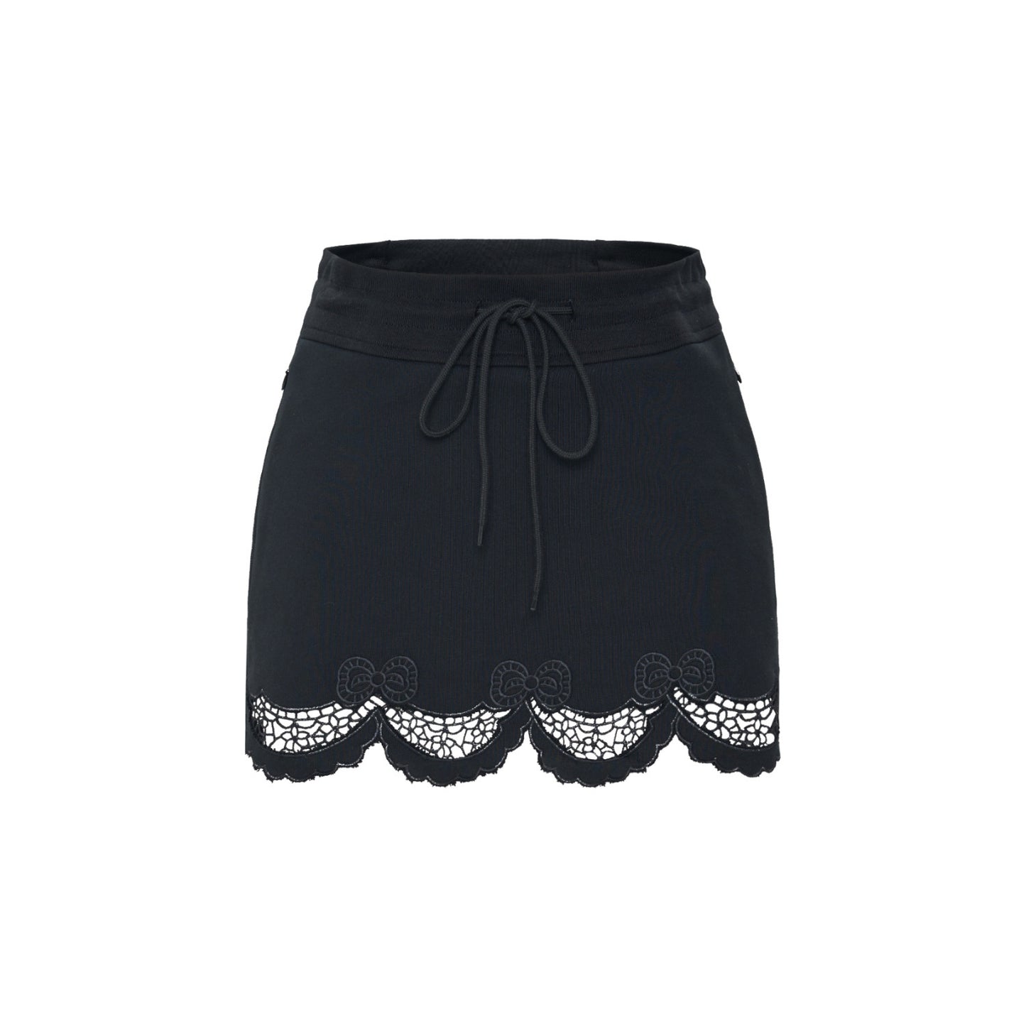 Nicola – Jupe en Dentelle Noire à Cordon pour Femme