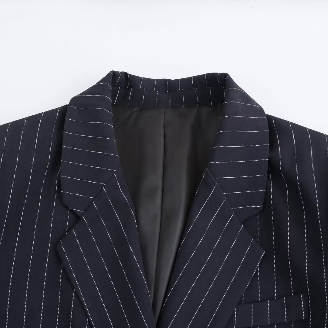 Anne – Manteau ample à rayures à double boutonnage