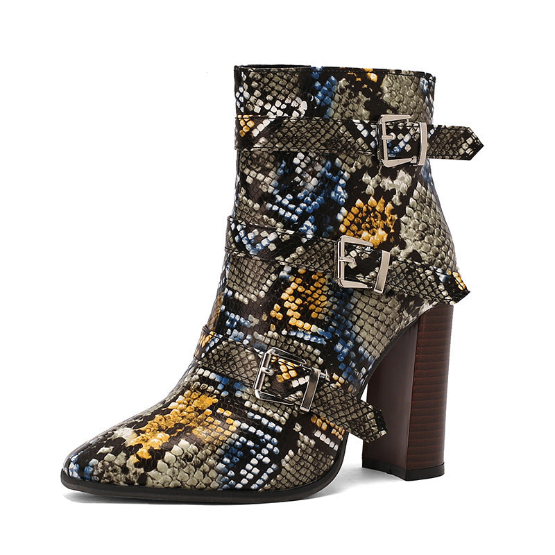 Lauren – Bottines à Boucle et Talons Épais