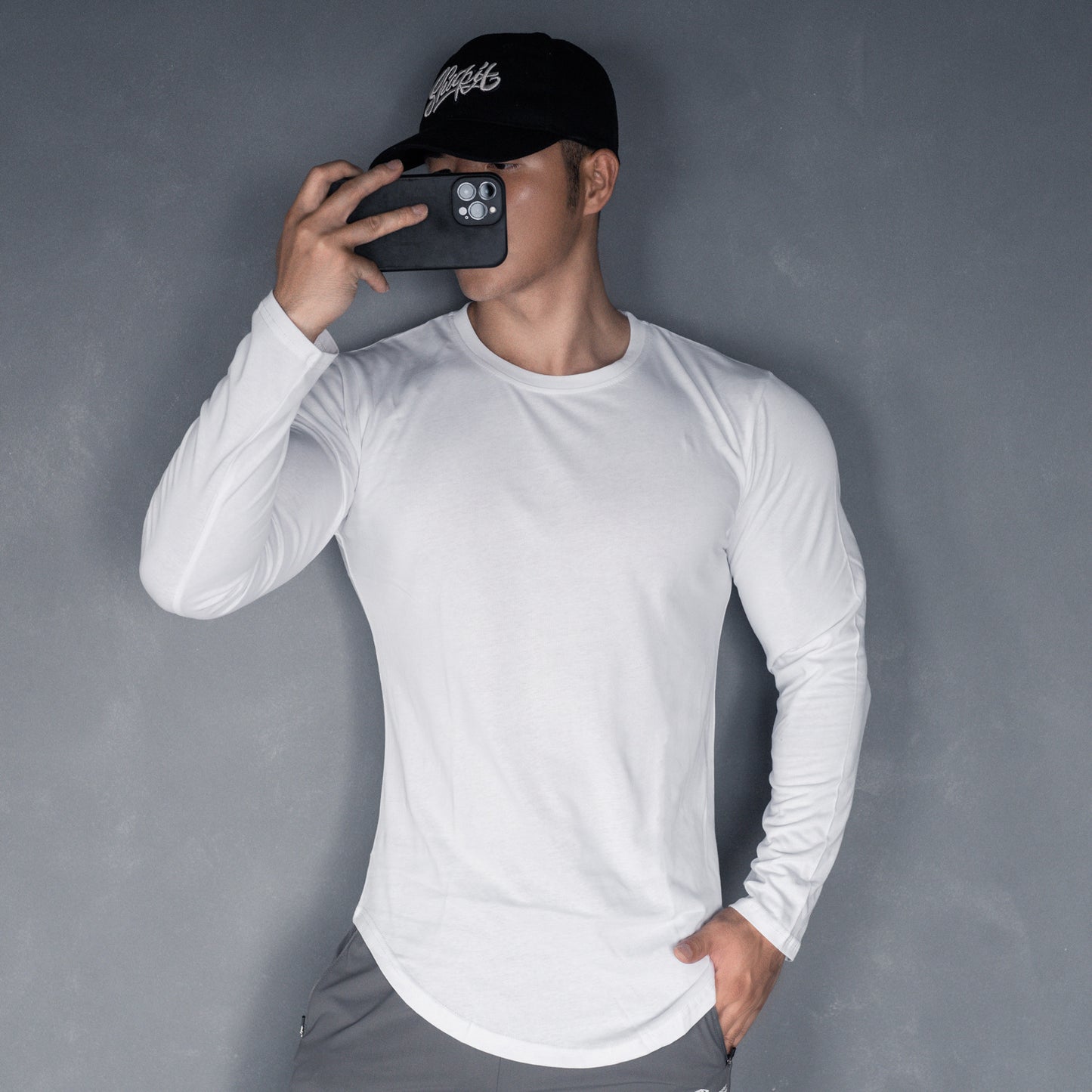 Dean – T-shirt de sport décontracté à manches longues en couleur unie