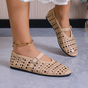 Lucy – Chaussures Plates à Bout Rond avec Boucle Découpée