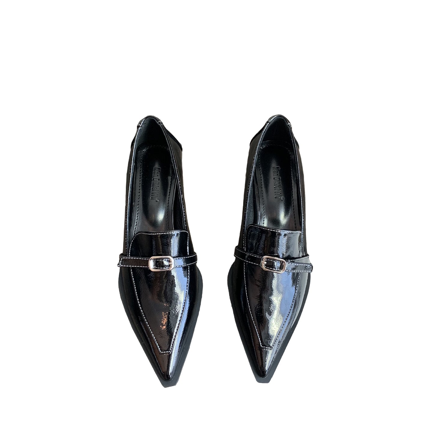 Jade – Chaussures à Talons Épais en Cuir Végan à Bout Pointu