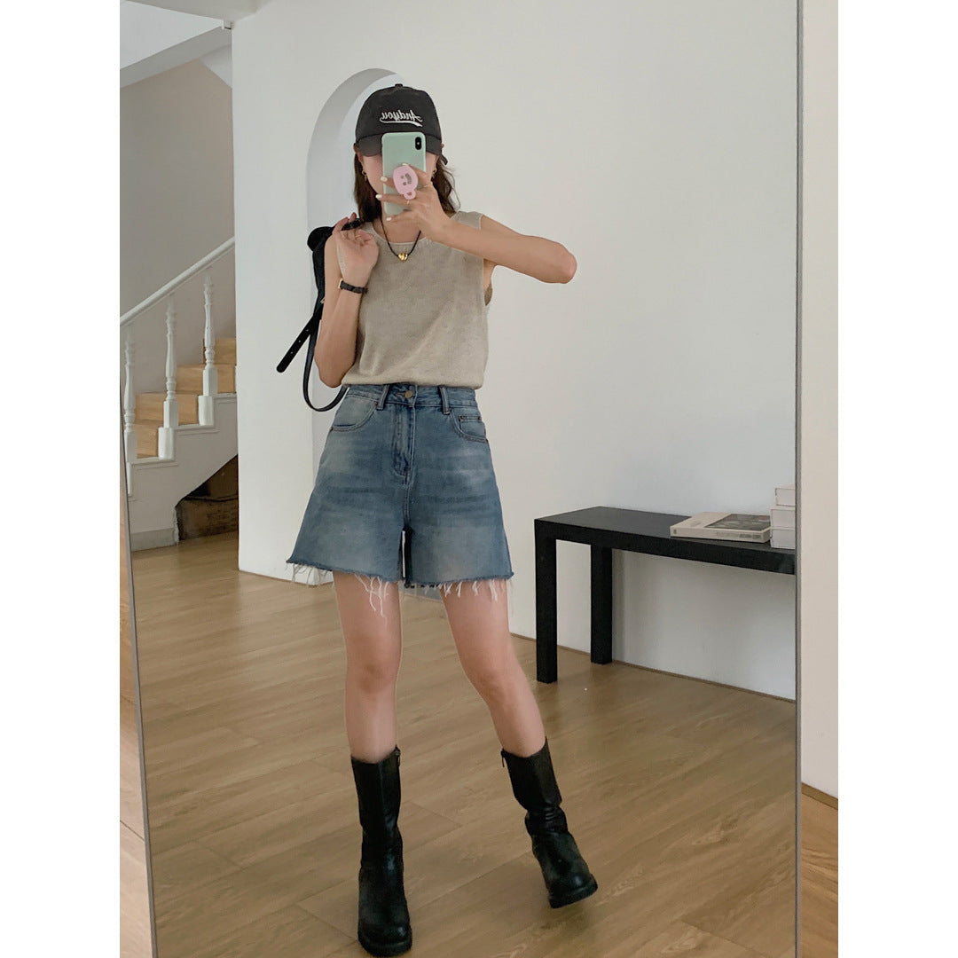Denise – Short en Jean Décontracté avec Bords Bruts