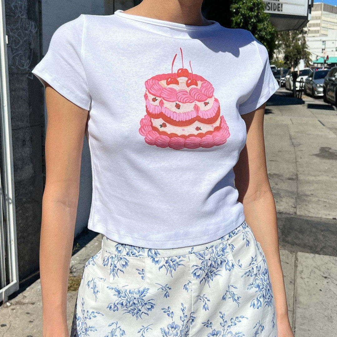 Marie – T-shirt en Coton Imprimé à Manches Courtes Y2G