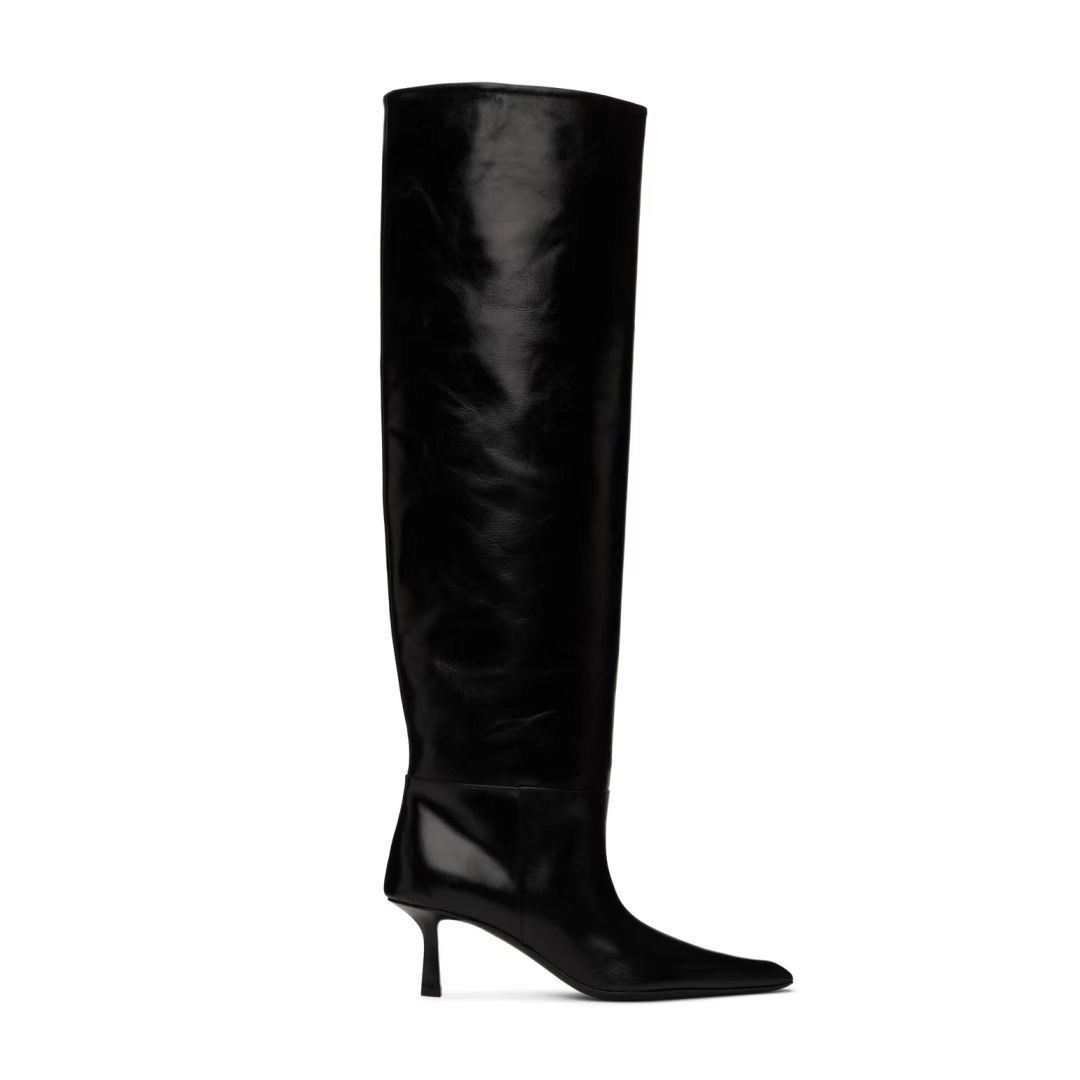 Shannon – Bottes à Talon Aiguille Style Plissé pour Femmes