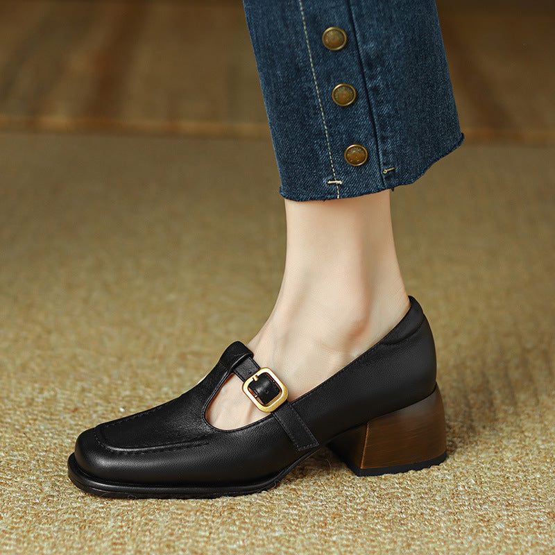 Heidi – Escarpins rétro marron à talons mi-hauts