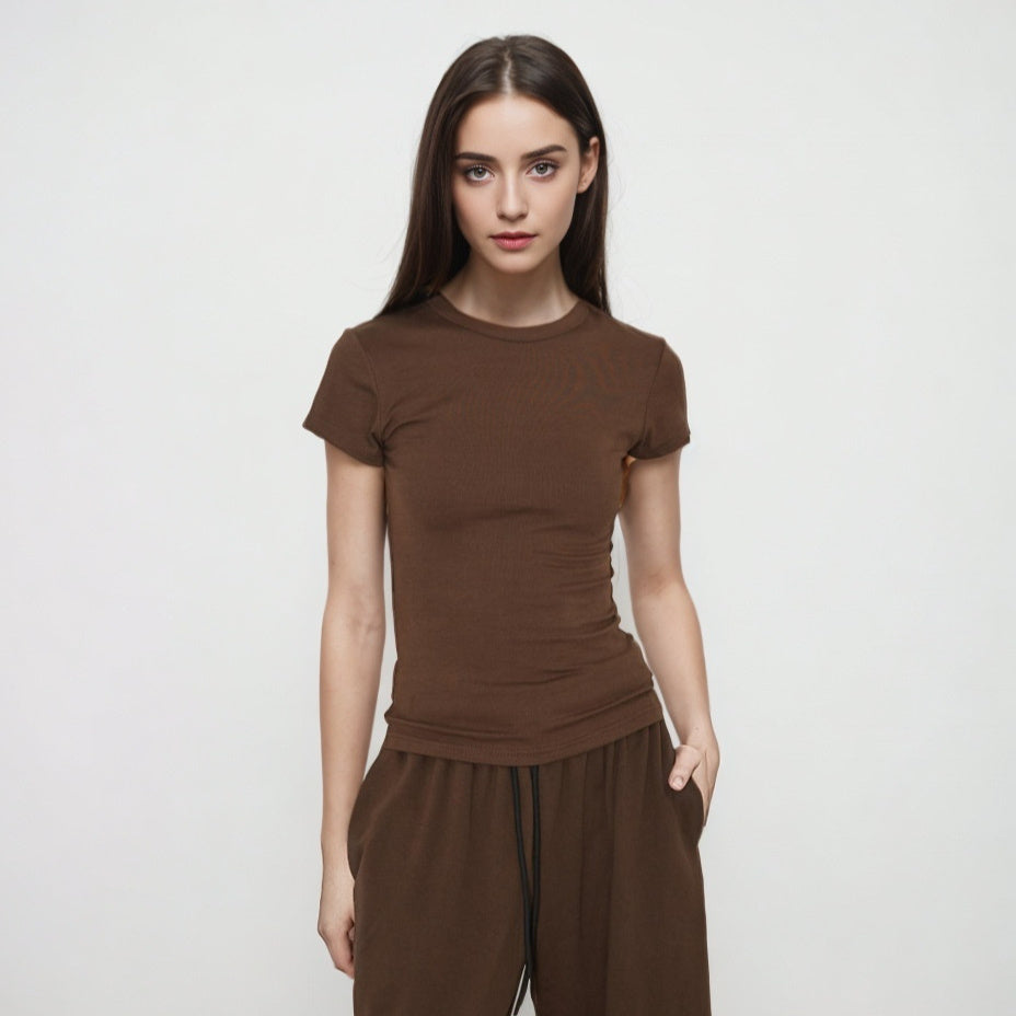 Wendy – T-shirt à Manches Courtes Col Rond à Effet Amincissant