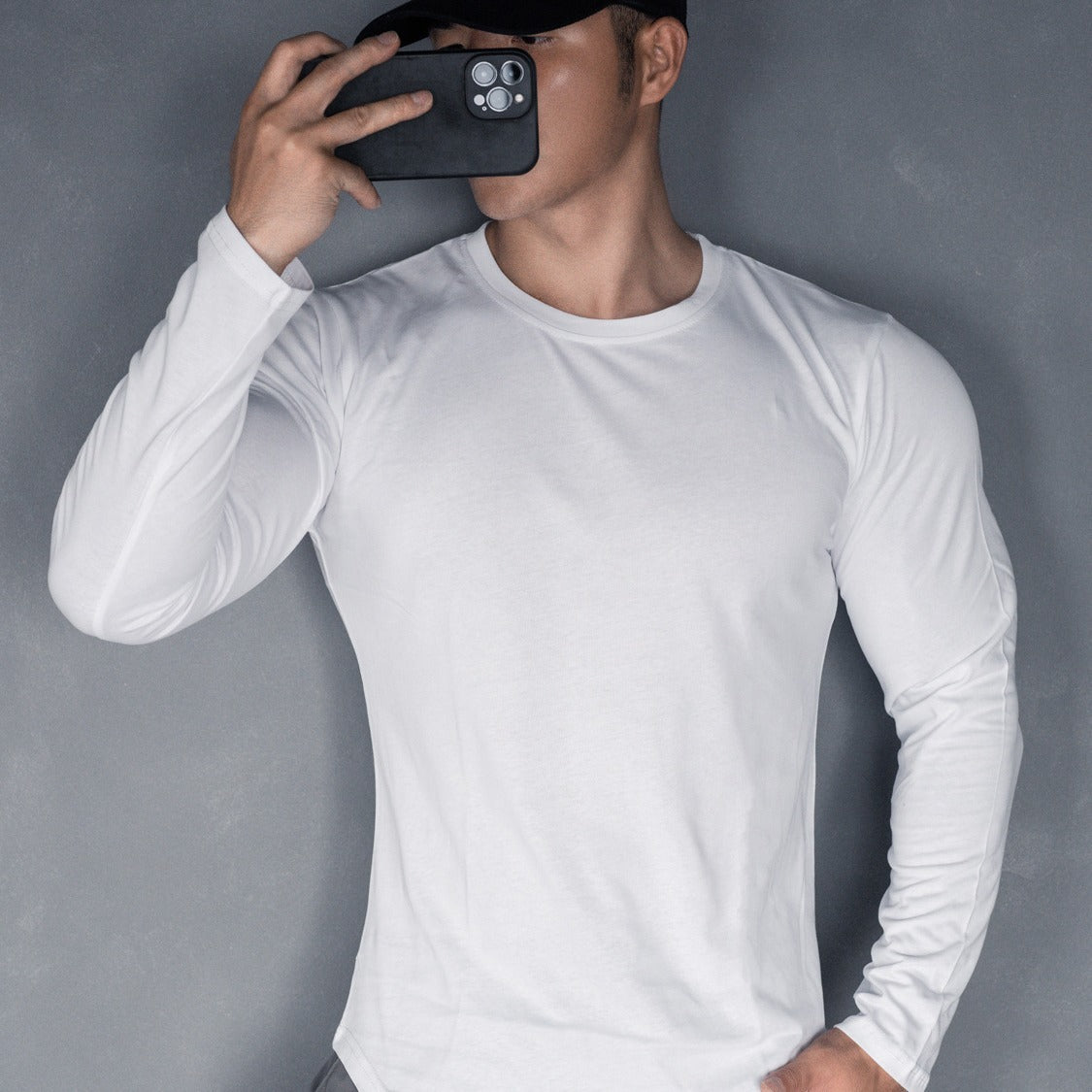 Dean – T-shirt de sport décontracté à manches longues en couleur unie