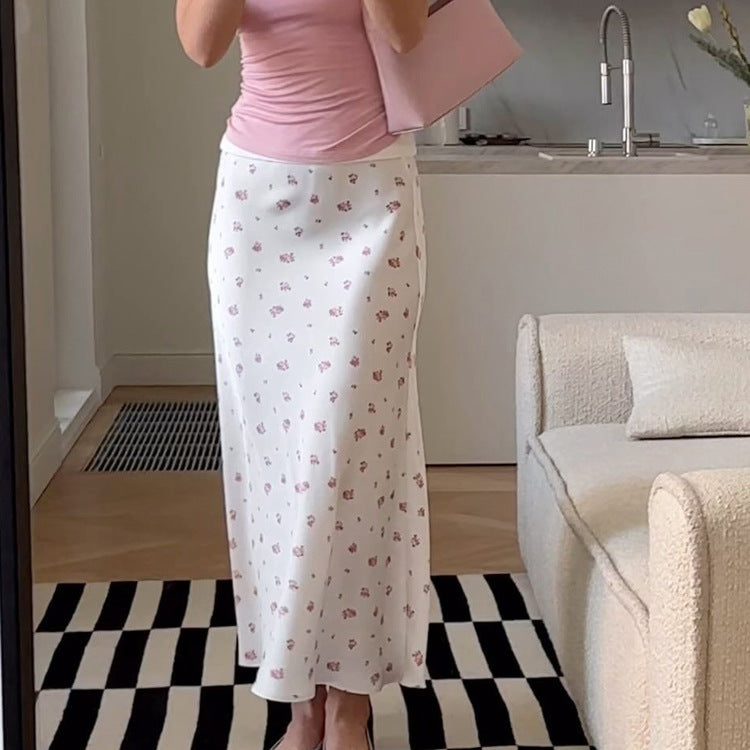 Christine – Jupe Crayon Drapée Satinée Imprimée