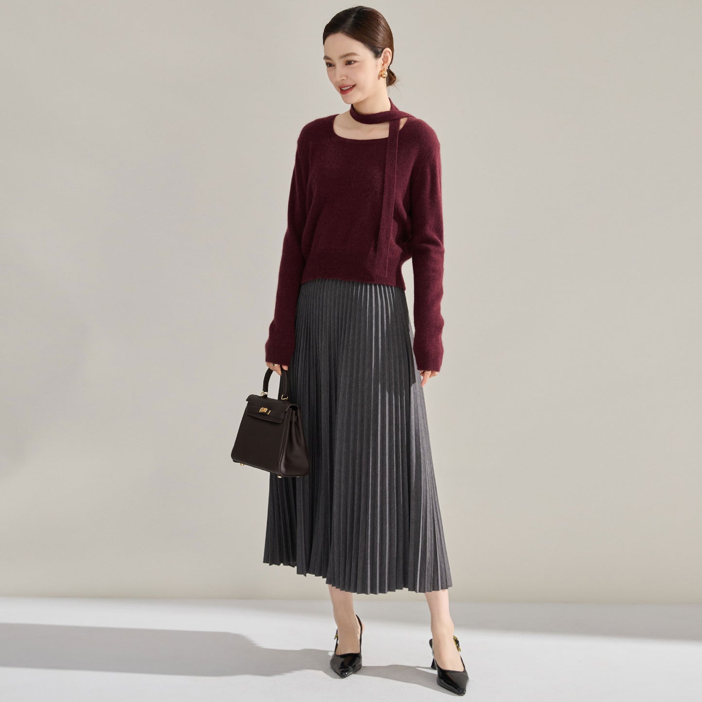 Sophie – Jupe Plissée Amincissante Taille Haute