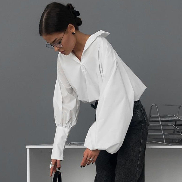Abigail – Chemisier Asymétrique à Manches Longues