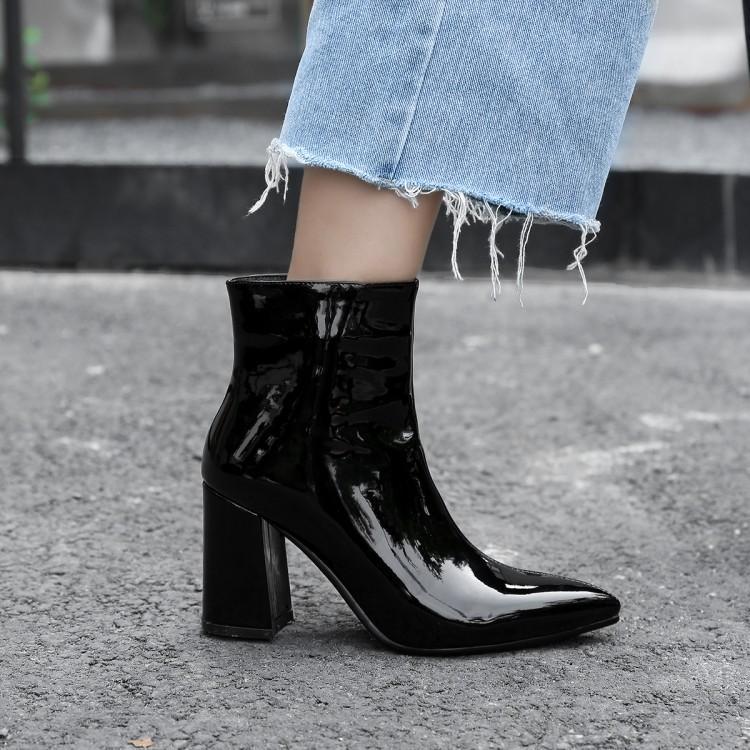 Emma – Bottines Courtes à Talons Épais Or et Argent Grande Taille