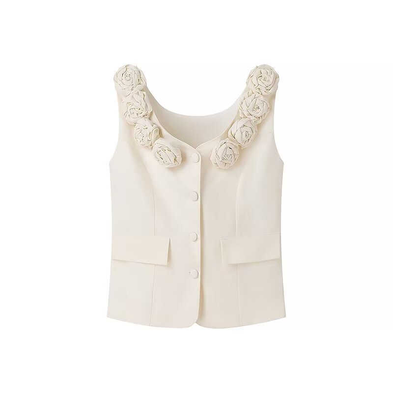 Kathleen – Gilet à Fleurs Trois-Dimensionnelles
