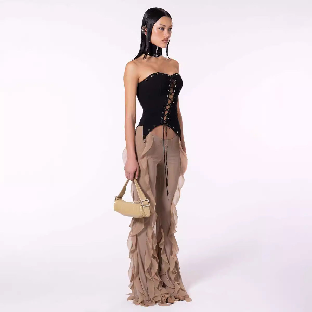Jennifer – Pantalon Évasé Micro Ajusté pour Femmes