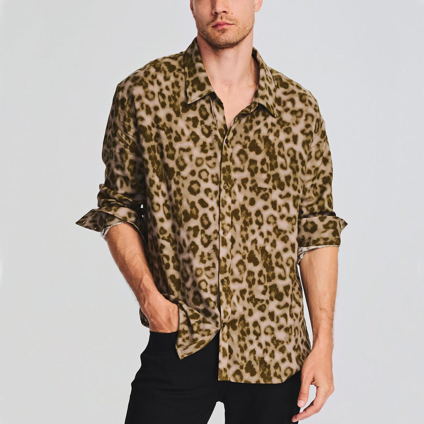 Stuart – Chemise Ample à Imprimé Léopard pour Hommes