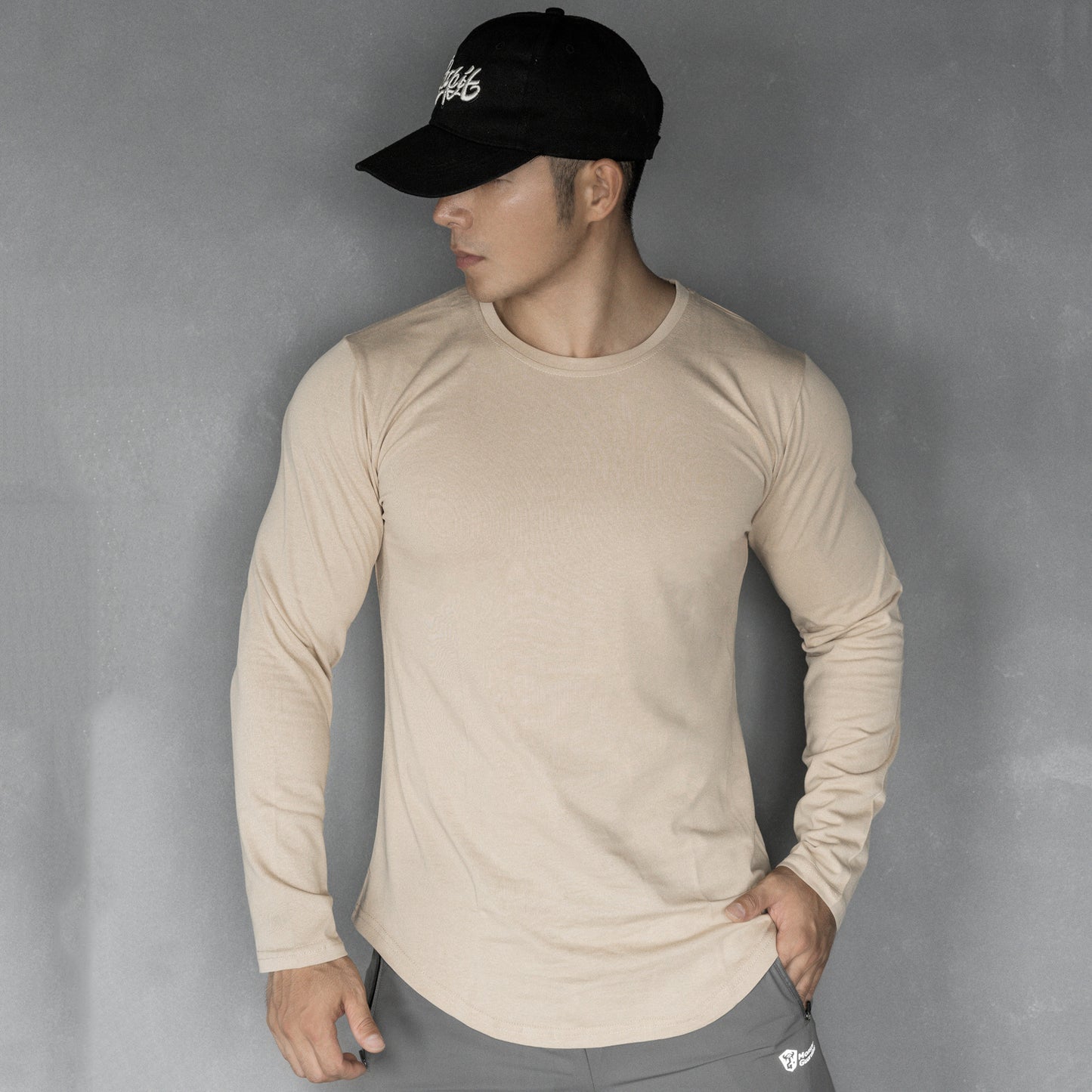 Dean – T-shirt de sport décontracté à manches longues en couleur unie