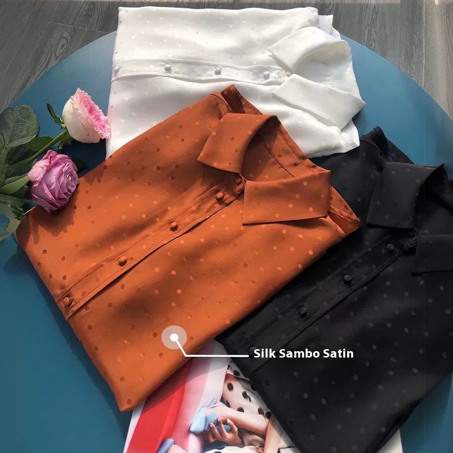 Samantha – Chemise en Satin Crêpe Soyeux à Manches Longues