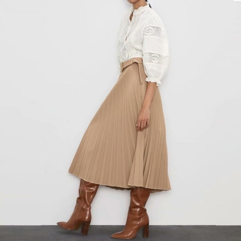 Sara – Haut Ample à Manches Bouffantes Brodé en Dentelle
