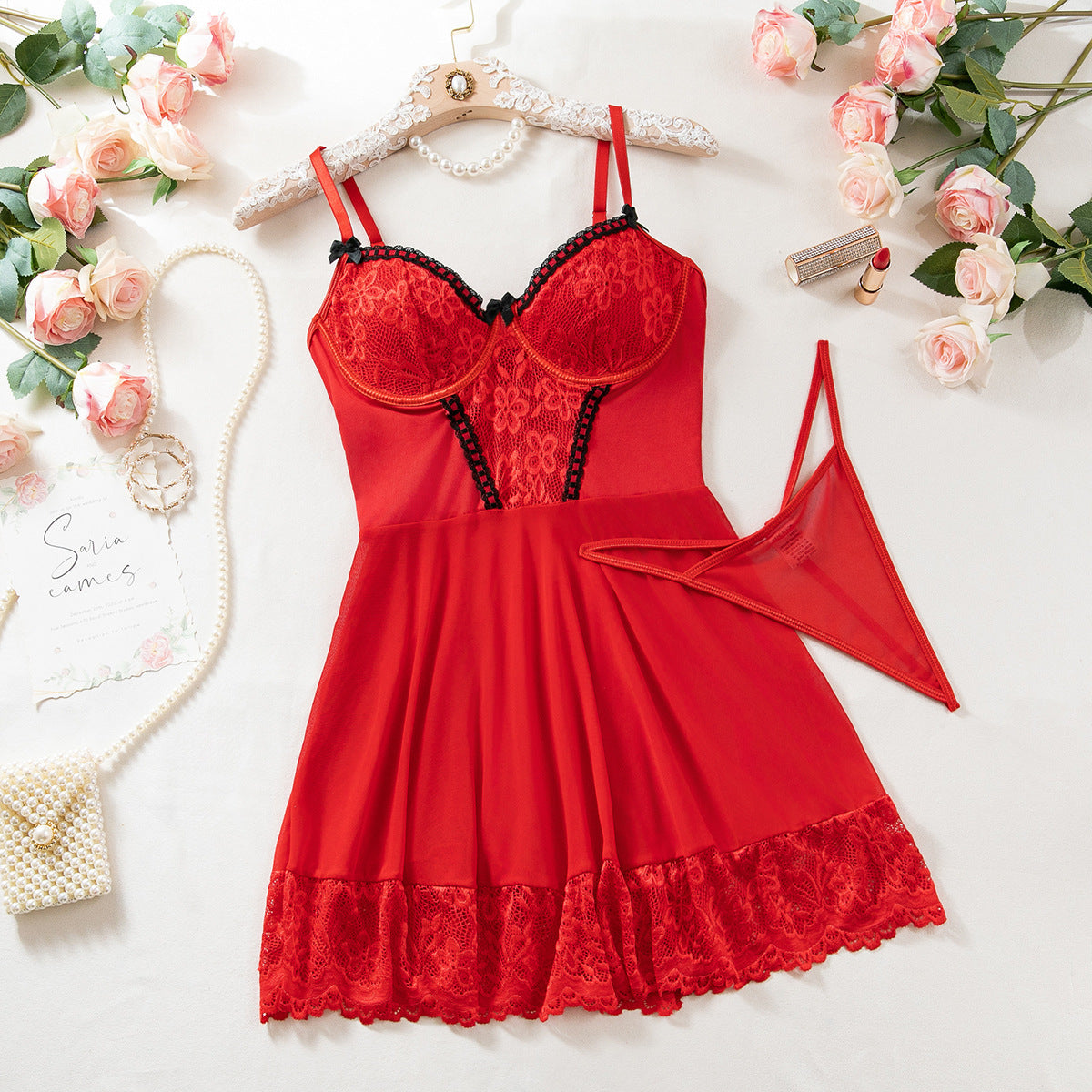 Victoria – Ensemble de Lingerie Sexy en Dentelle avec Corps Galbant