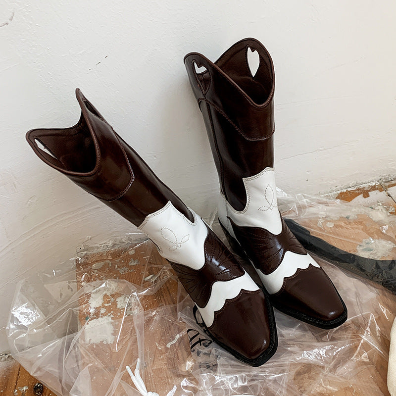 Karen – Bottes Hautes Fumée à Motif Lait