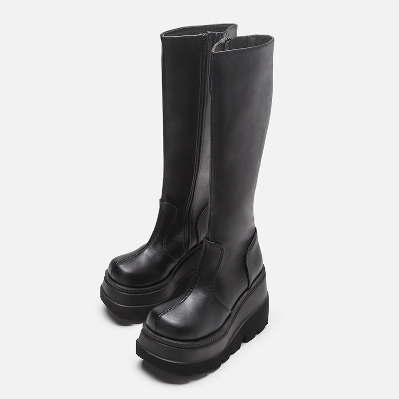 Jennifer – Bottes à Talons Compensés et Tube Étroit
