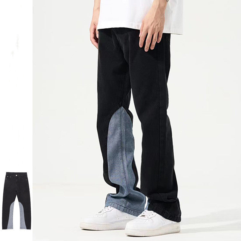 Karen – Jean Évasé Contrasté à Taille Haute et Coupe Droite