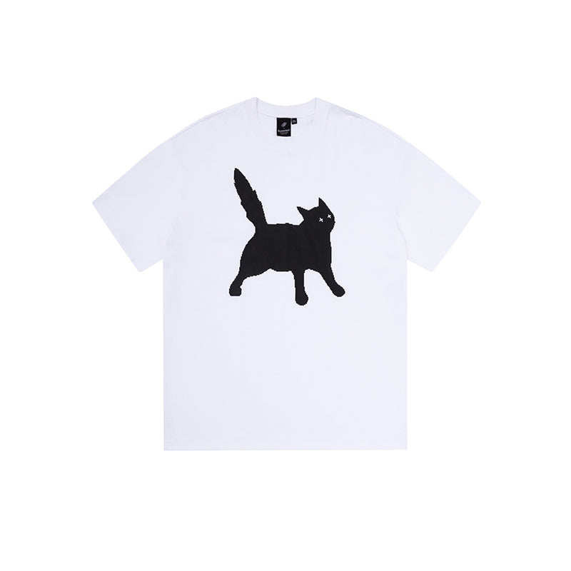 Judith – T-shirt en Coton à Manches Courtes avec Motif Pixel Chat