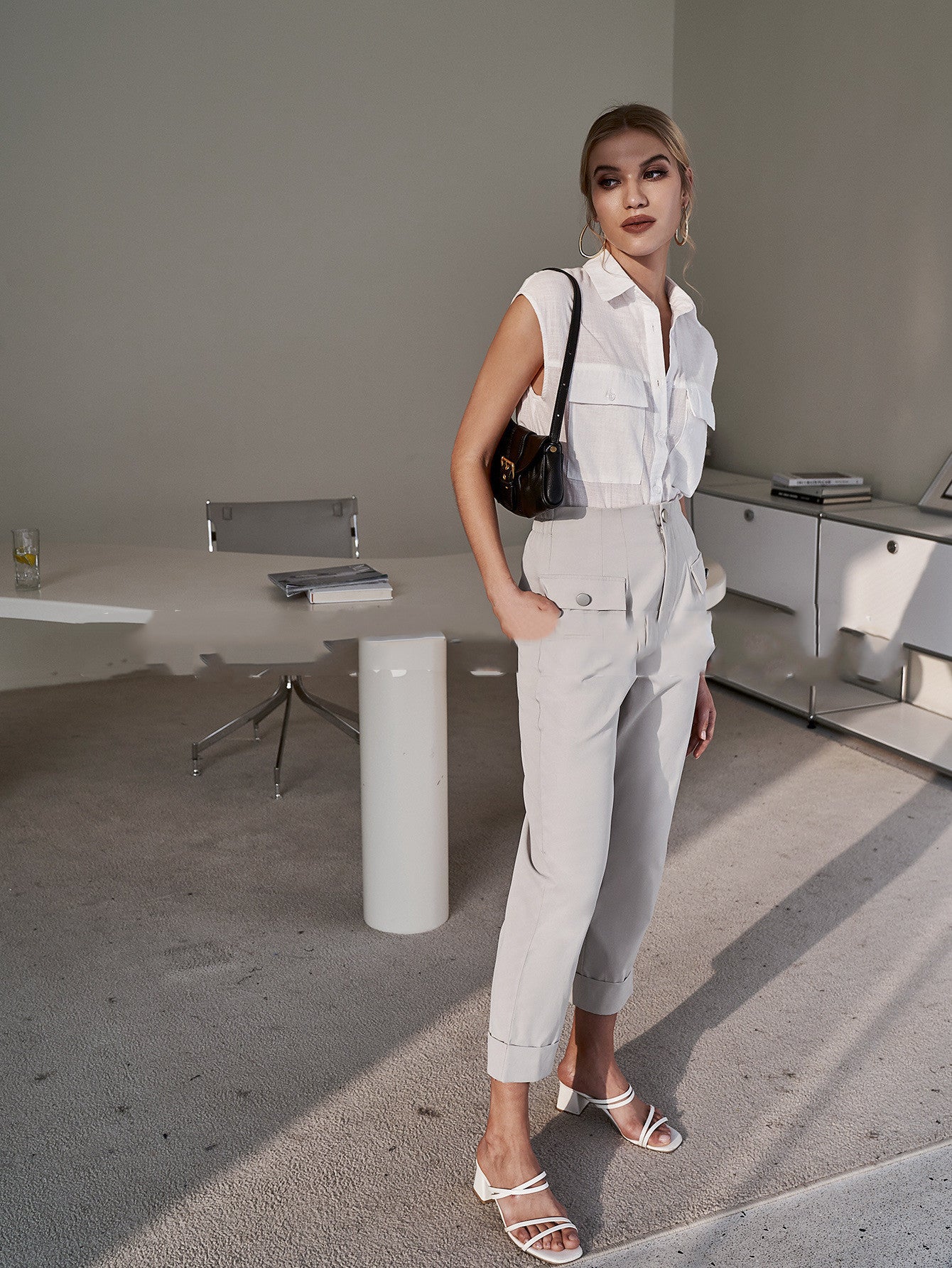Emma – Pantalon Commuter Droit à Taille Haute