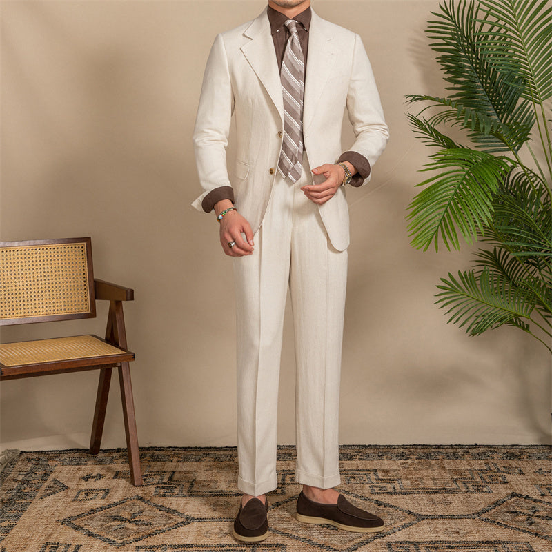 Leon – Costume Slim Fit Demi Doublure Texture Chanvre