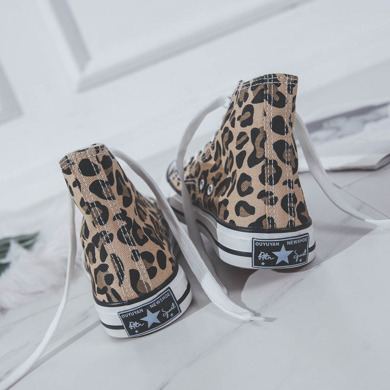 Dawn – Chaussures montantes léopard en toile rétro décontractées