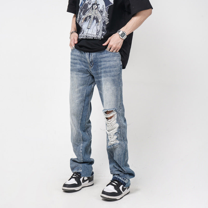 Geoff – Jeans Droits et Amples avec Trous