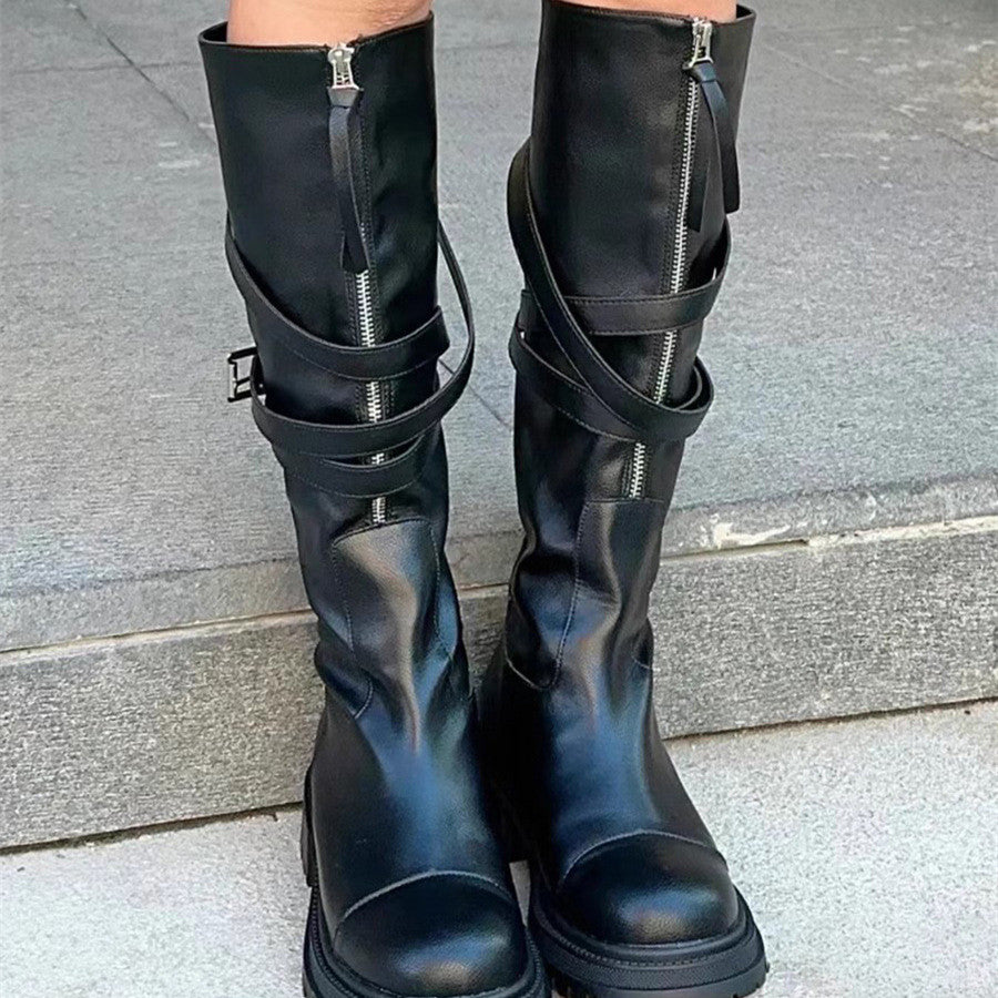 Leah – Bottes à Plateforme avec Boucle et Ceinture