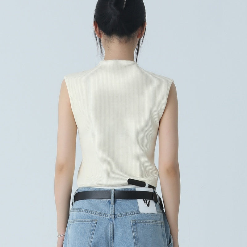 Francesca – T-shirt sans manches en coton ajusté et élégant
