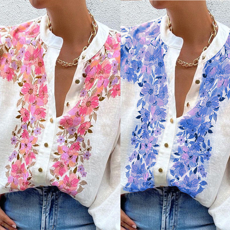Jean – Chemise Ample à Manches Longues Imprimée