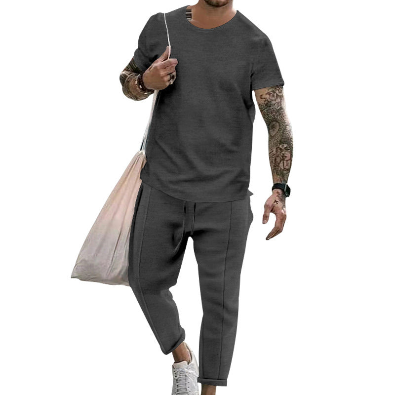 Glen – Ensemble T-shirt à Manches Courtes et Pantalons de Mode Décontractés pour Hommes