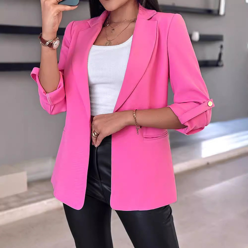 Leanne – Blazer Décontracté à Manches Roulées avec Poches