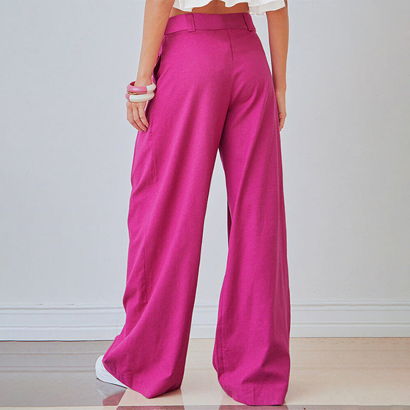 Sophie – Pantalon Large Plissé avec Poches
