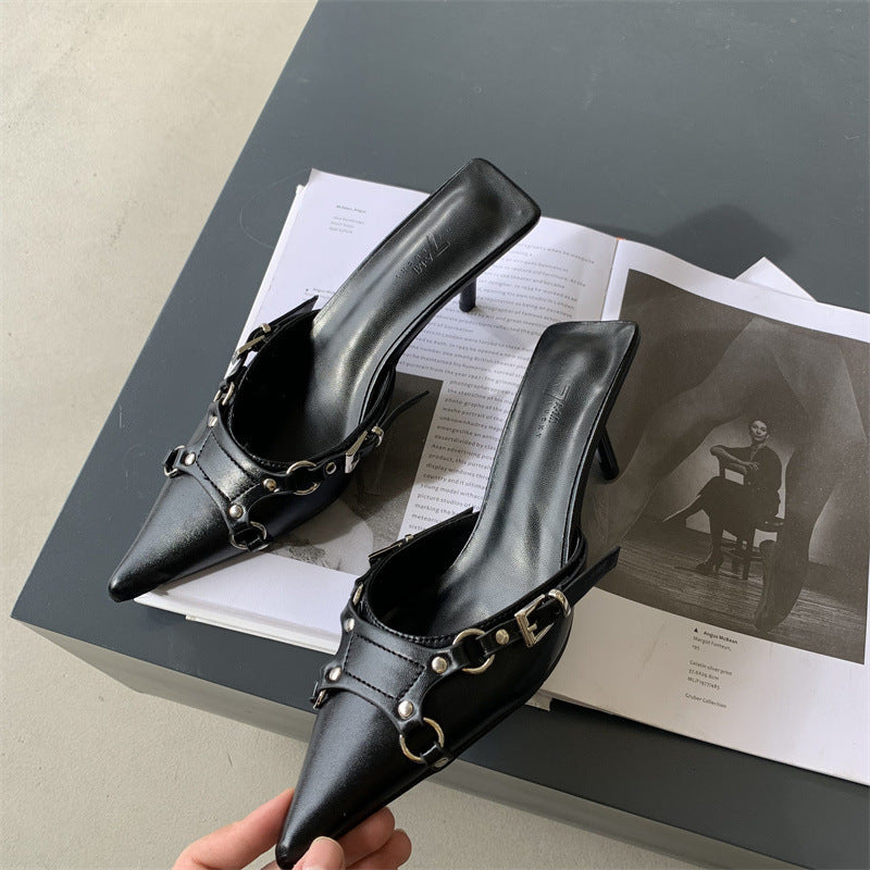 Amelia – Mules à Talon Aiguille Pointu avec Boucle