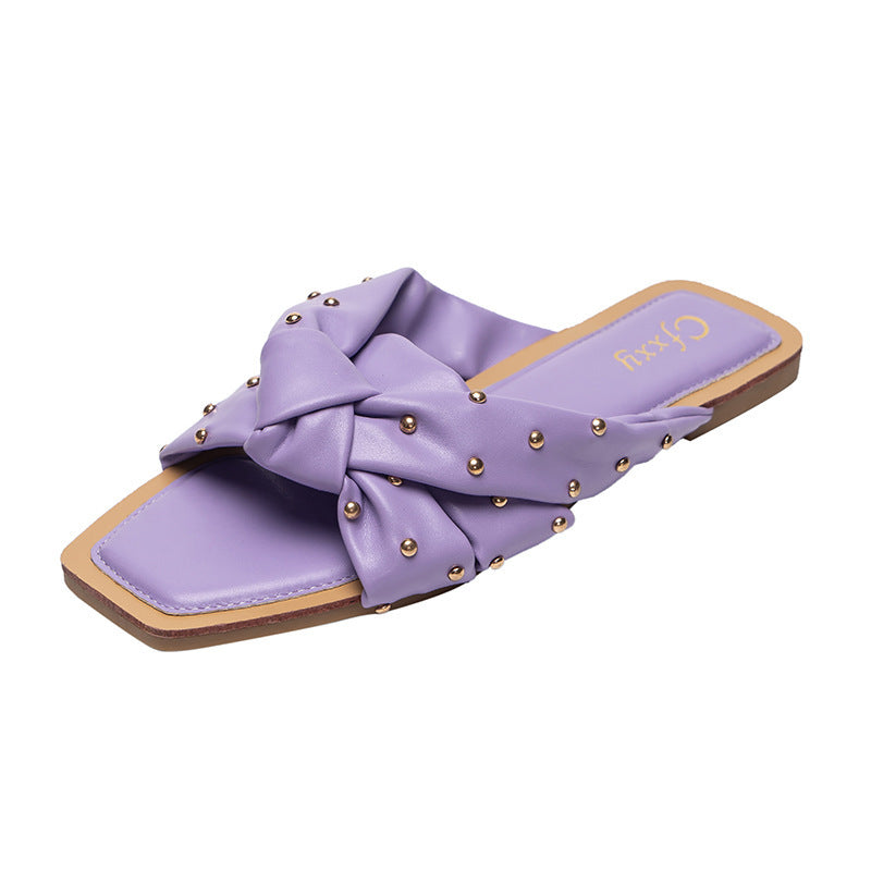 Joan – Sandales Croisées à Rivets en Tissage
