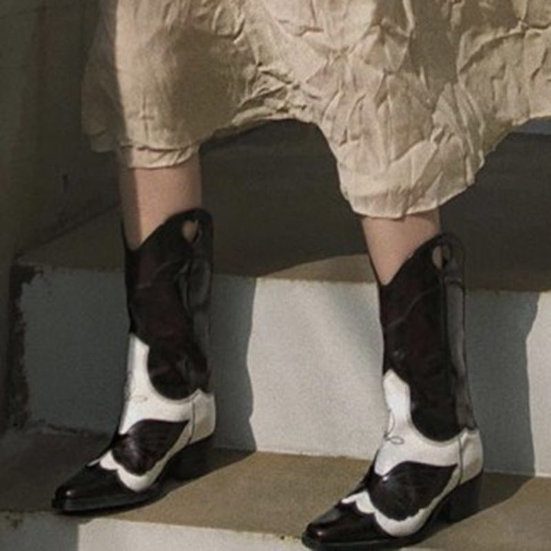 Karen – Bottes Hautes Fumée à Motif Lait
