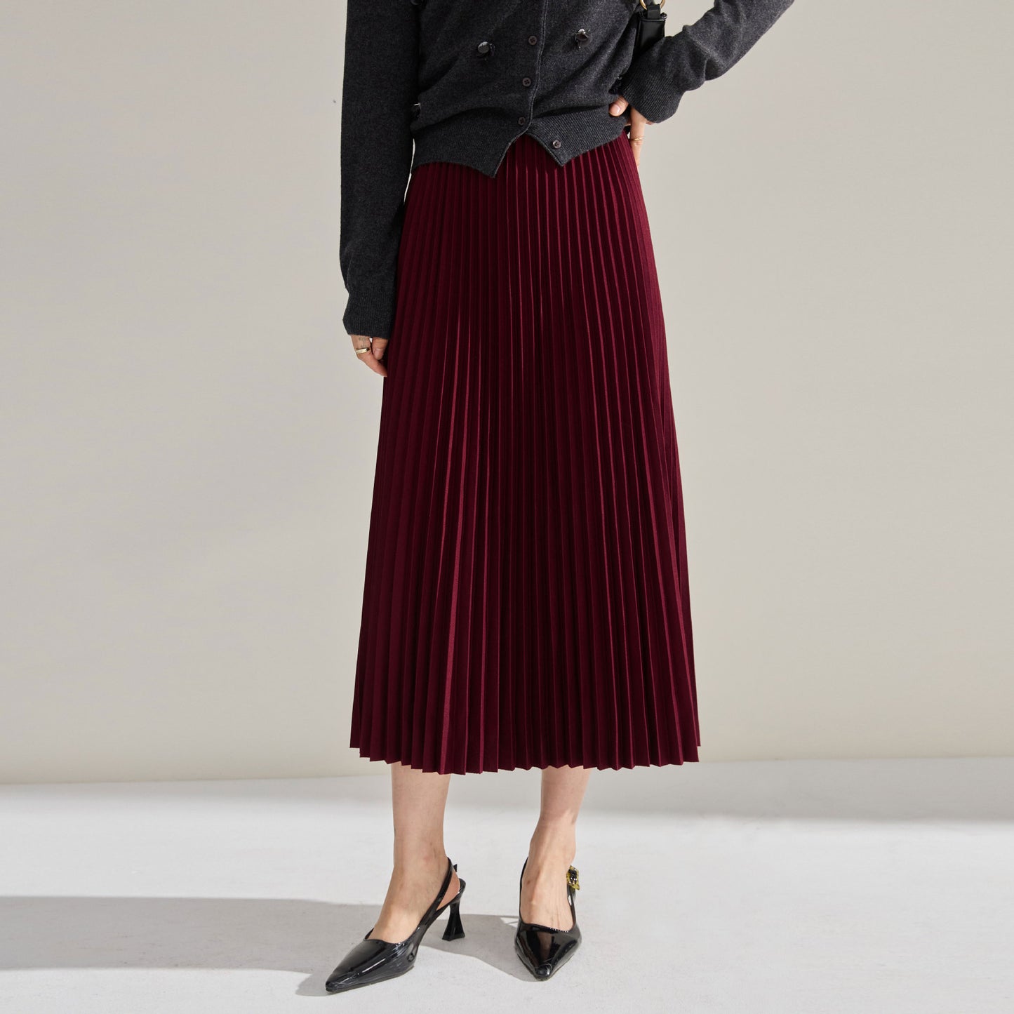Sophie – Jupe Plissée Amincissante Taille Haute