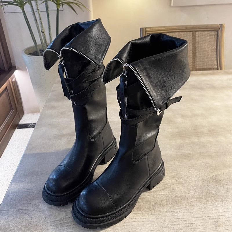 Leah – Bottes à Plateforme avec Boucle et Ceinture