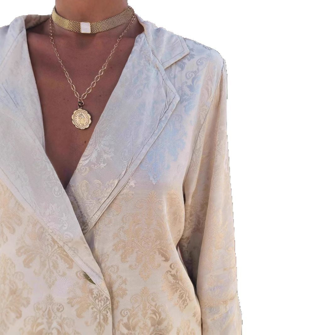 Denise – Ensemble Blazer Mode Européenne et Américaine à Jambes Larges