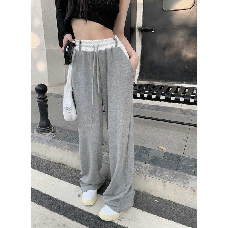 Julia – Pantalon Décontracté à Taille Élastique et Taille Haute Contrastée