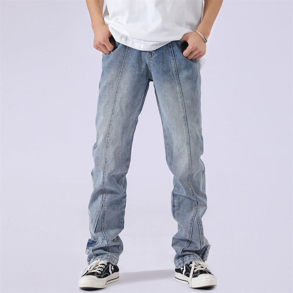 Carl – Jean Droit Patchwork Couleur Unie