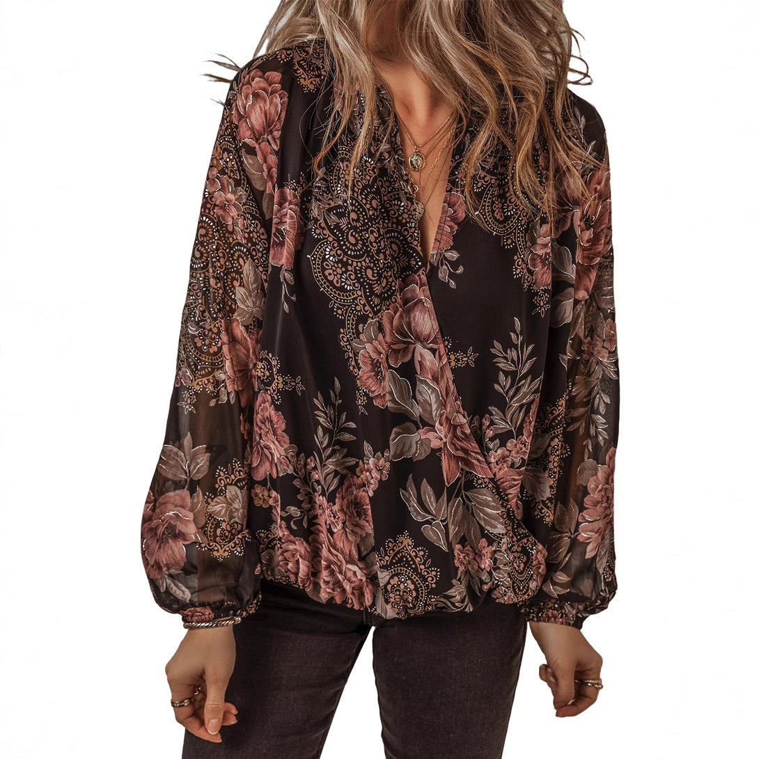 Amanda – Chemisier en Chiffon à Imprimé Floral pour Femmes
