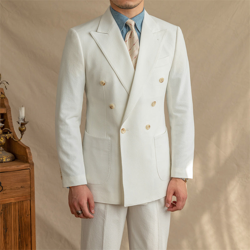 Brendan – Veste à double boutonnage en seersucker respirant