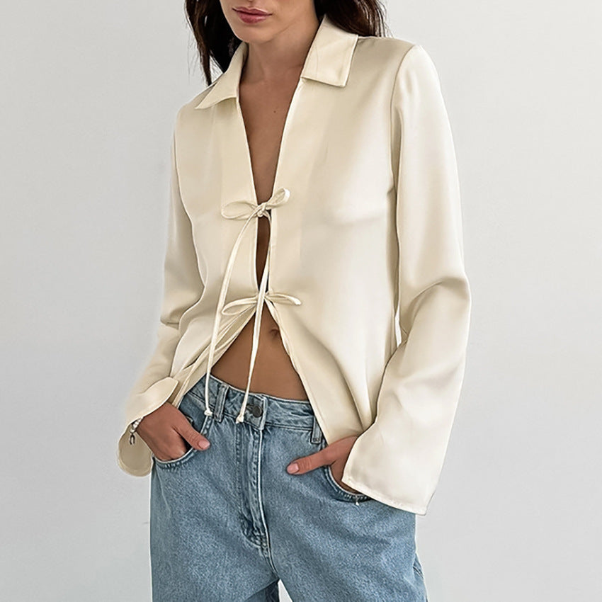 Tracy – Cardigan Ample en Satin Abricot pour Femmes