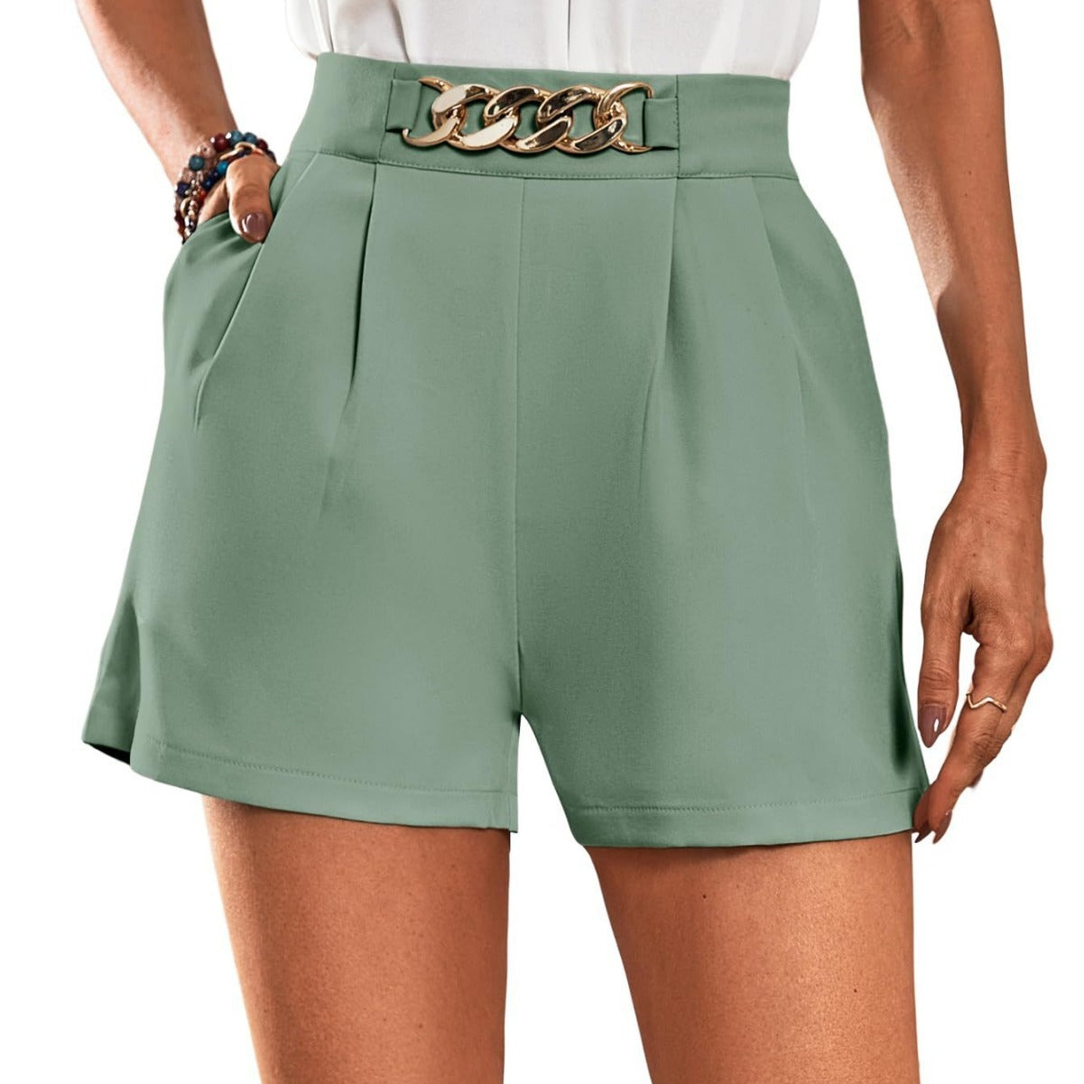 Charlotte – Élégant Short à Taille Haute Plissé