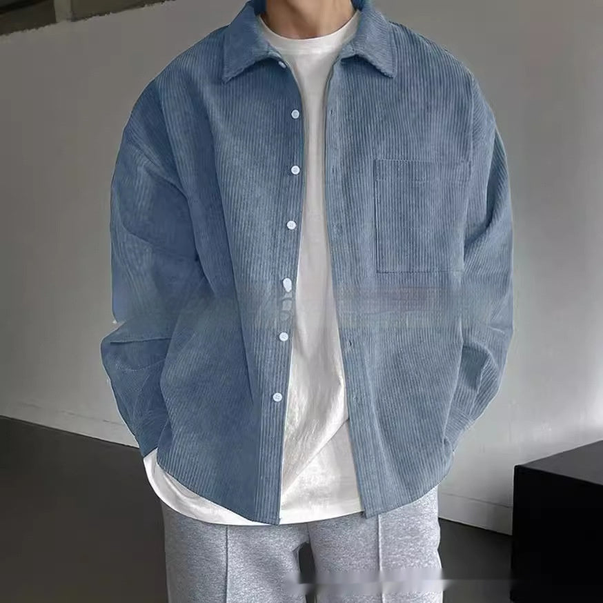 Spencer – Chemise Casual en Velours Côtelé à Manches Longues